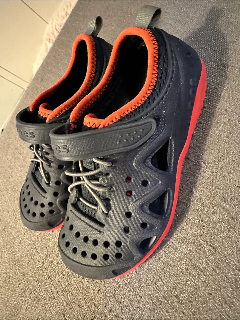 CROCS Kids Navy and Orange Water Clogs